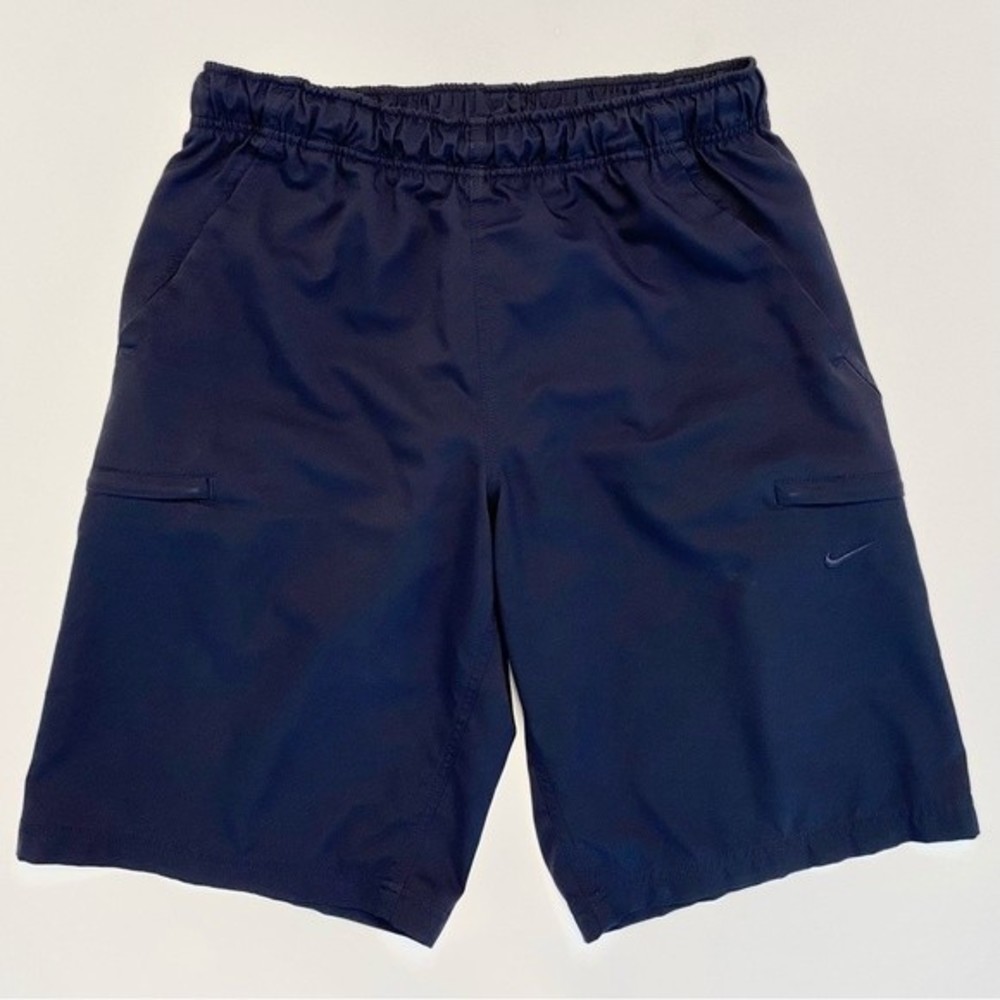 Nike The Athletic Dept Navy Blue Shorts Athletic Cargo Flat Front Medium Vintage